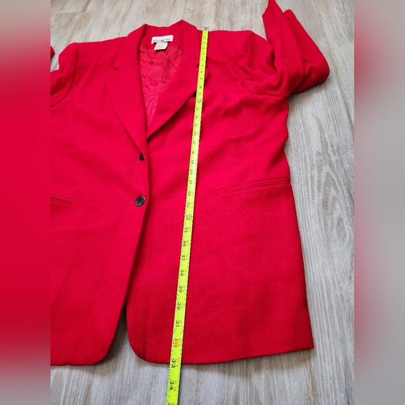 VTG White Stag 100% Wool Blazer Jacket Red Long Career Shoulder Pads Sz 18W - Picture 7 of 13